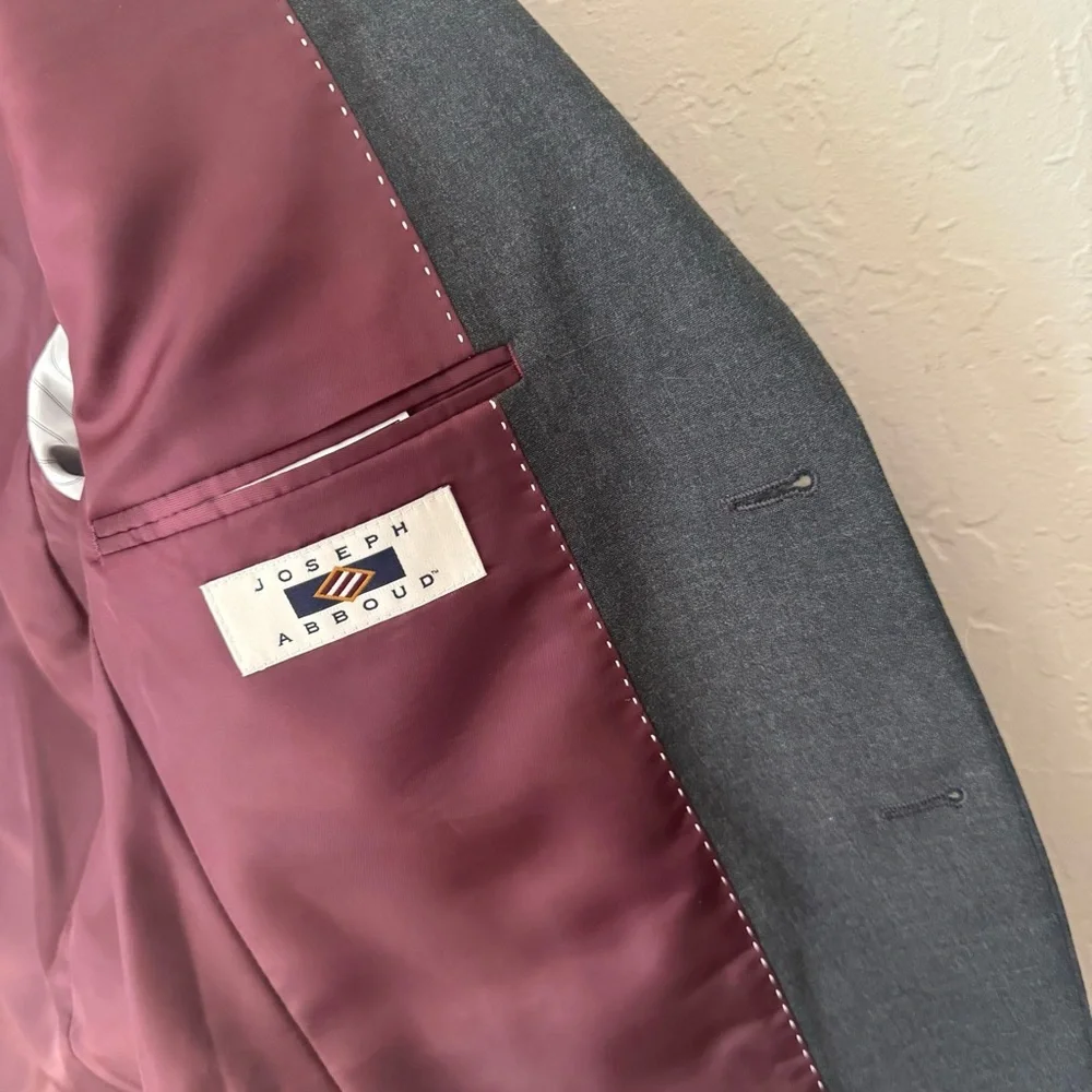 JOSEPH ABBOUD Boys 2 Button Blazer Charcoal Grey Wrinkle Resistant Size 14 - Picture 9 of 16